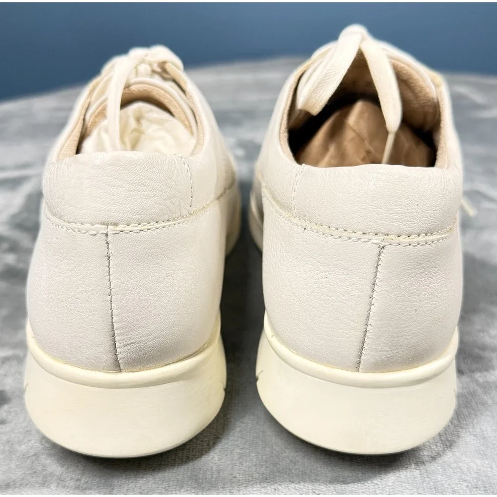 Hush Puppies Sneakers Mens 10 Wide Cream Leather Lace Up Casual Shoes